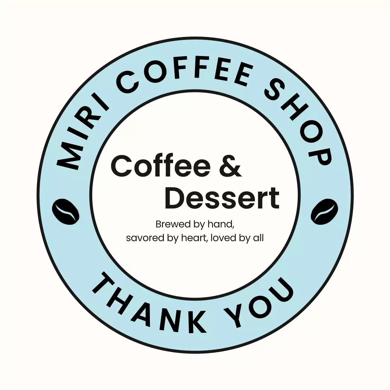 水色 シンプル カフェ ラベル テキスト