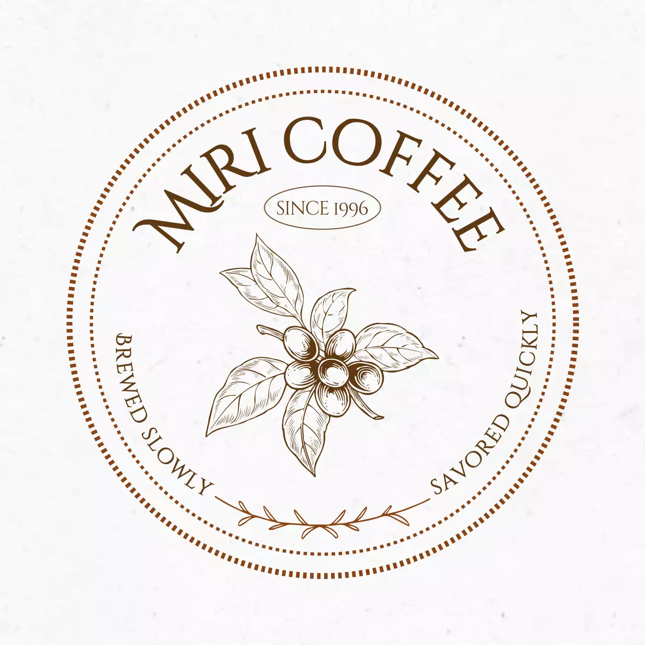 茶色 シンプル コーヒー ロゴ イラストテキスト