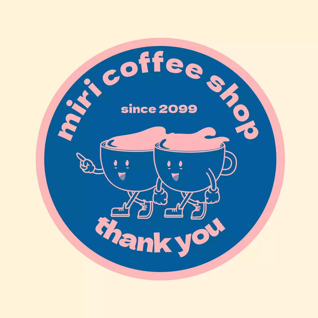 青 かわいい カフェ ロゴ キャラクター