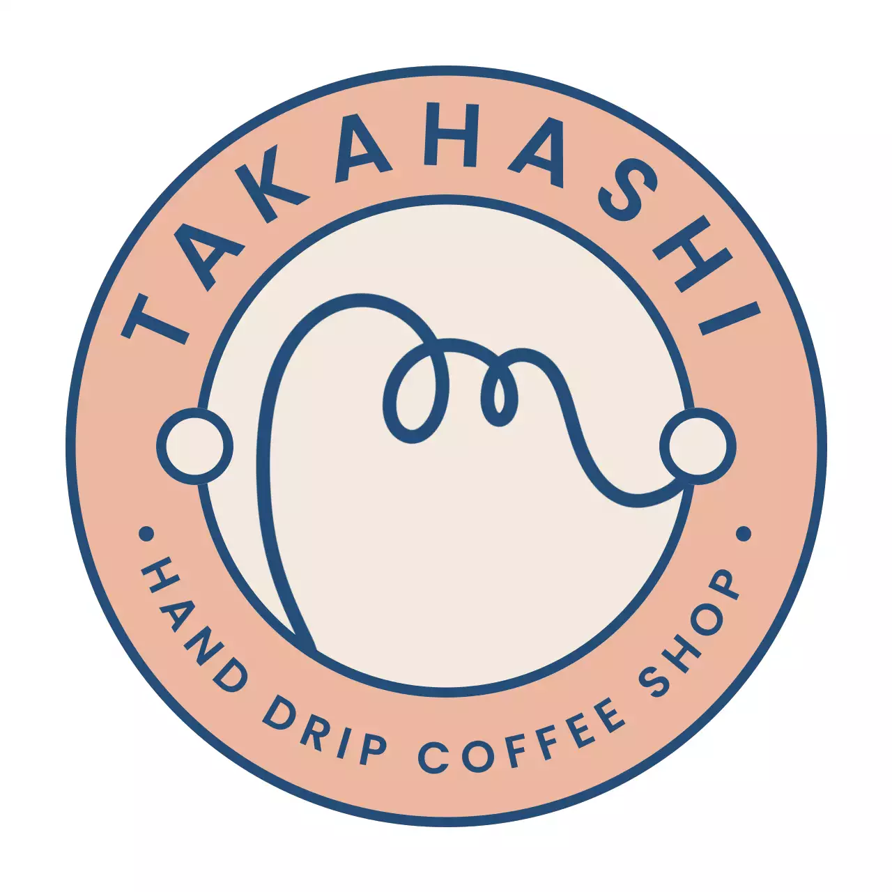 ベージュ シンプル コーヒーショップ ロゴ イラストテキスト