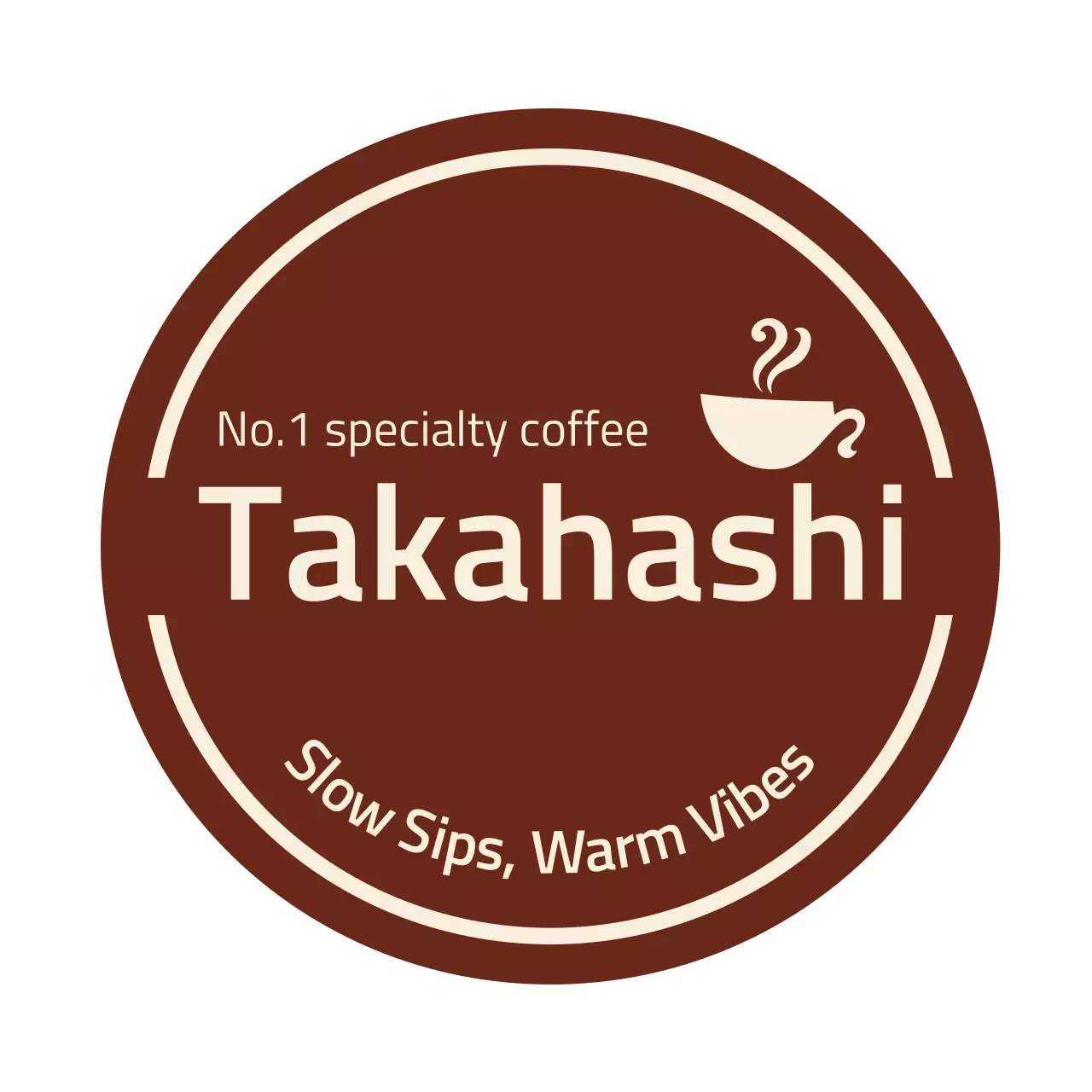 茶色 シンプル コーヒー ロゴ テキスト