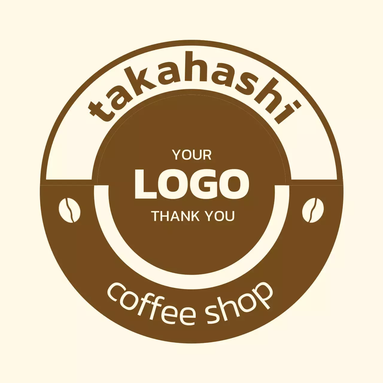 茶色 シンプル カフェ ロゴ テキスト