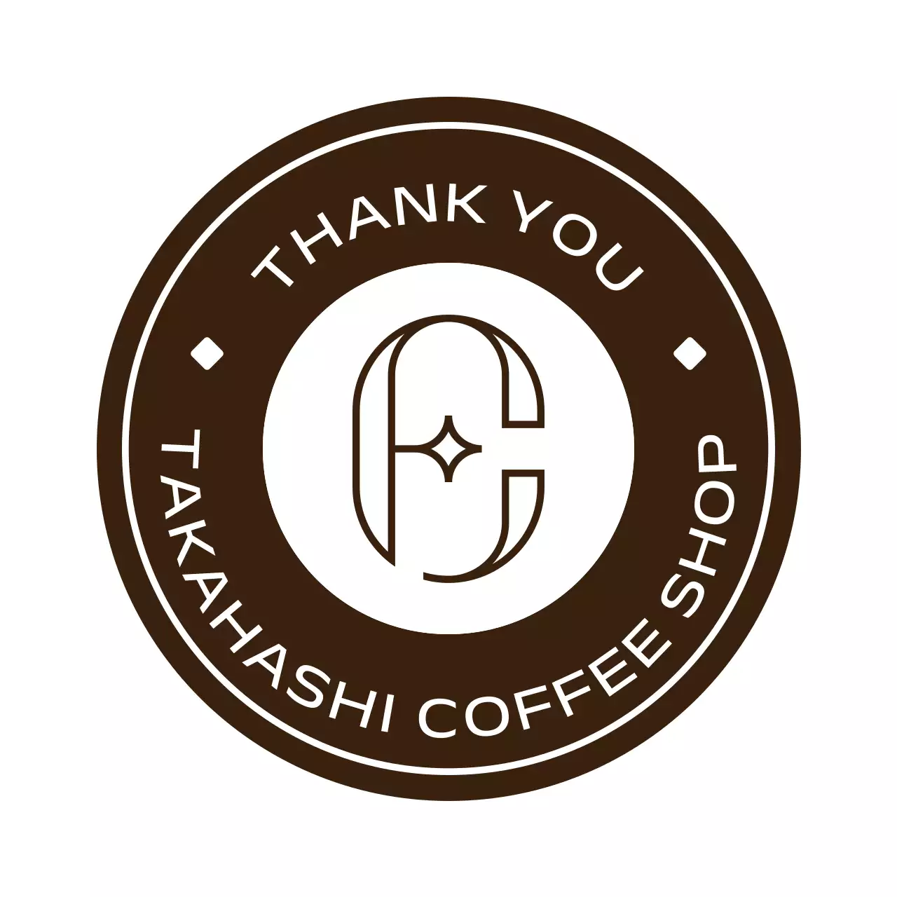 茶色 シンプル カフェ シール テキスト