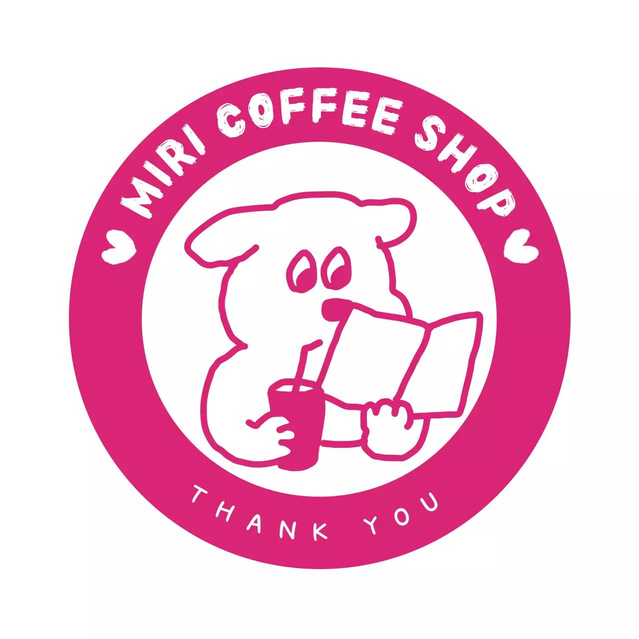 ピンク かわいい カフェ ロゴ キャラクター