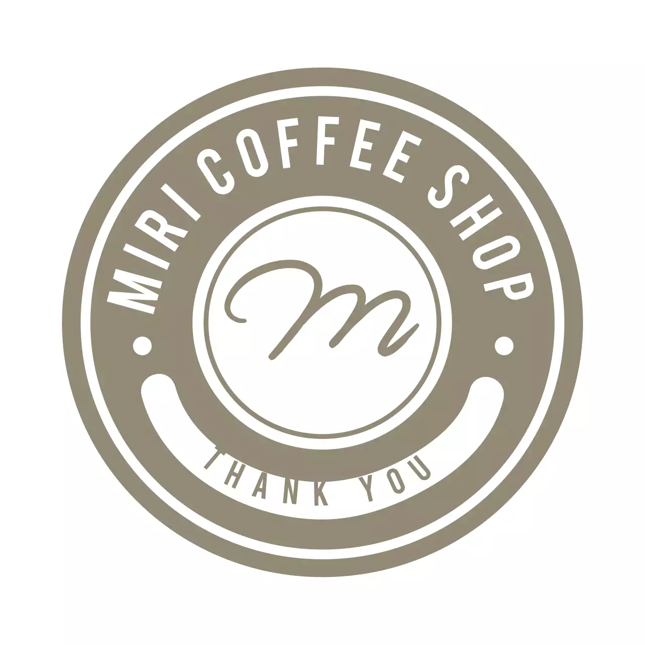 ベージュ シンプル カフェ ロゴ テキスト
