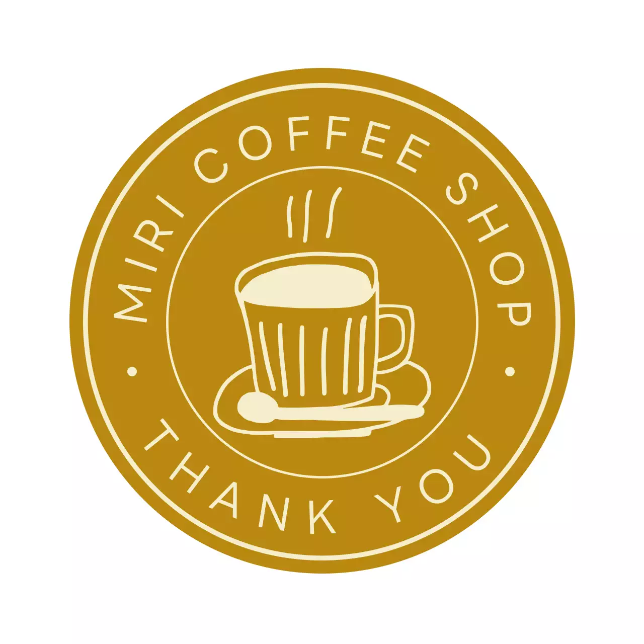 金色 シンプル コーヒー シール イラストテキスト