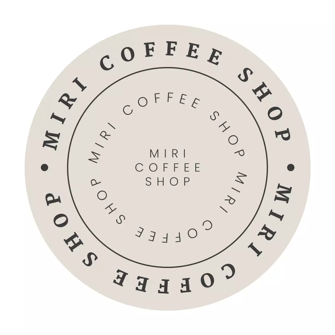 ベージュ シンプル コーヒーショップ ロゴ テキスト