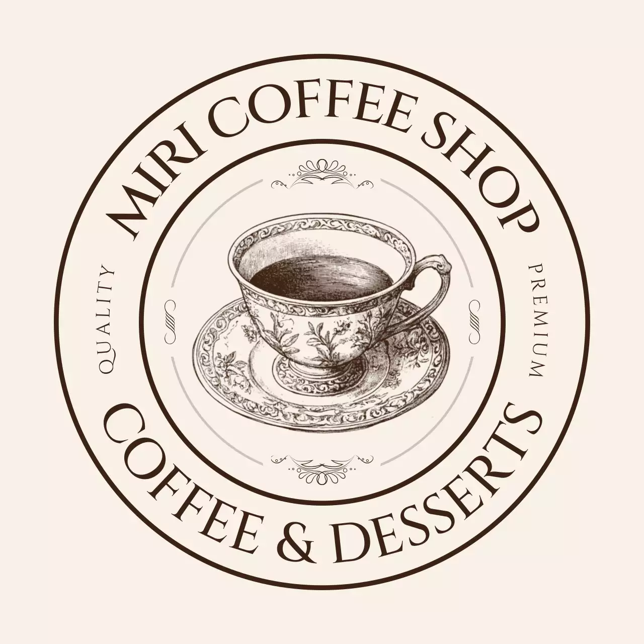 茶色 ビンテージ コーヒー メニュー イラストテキスト