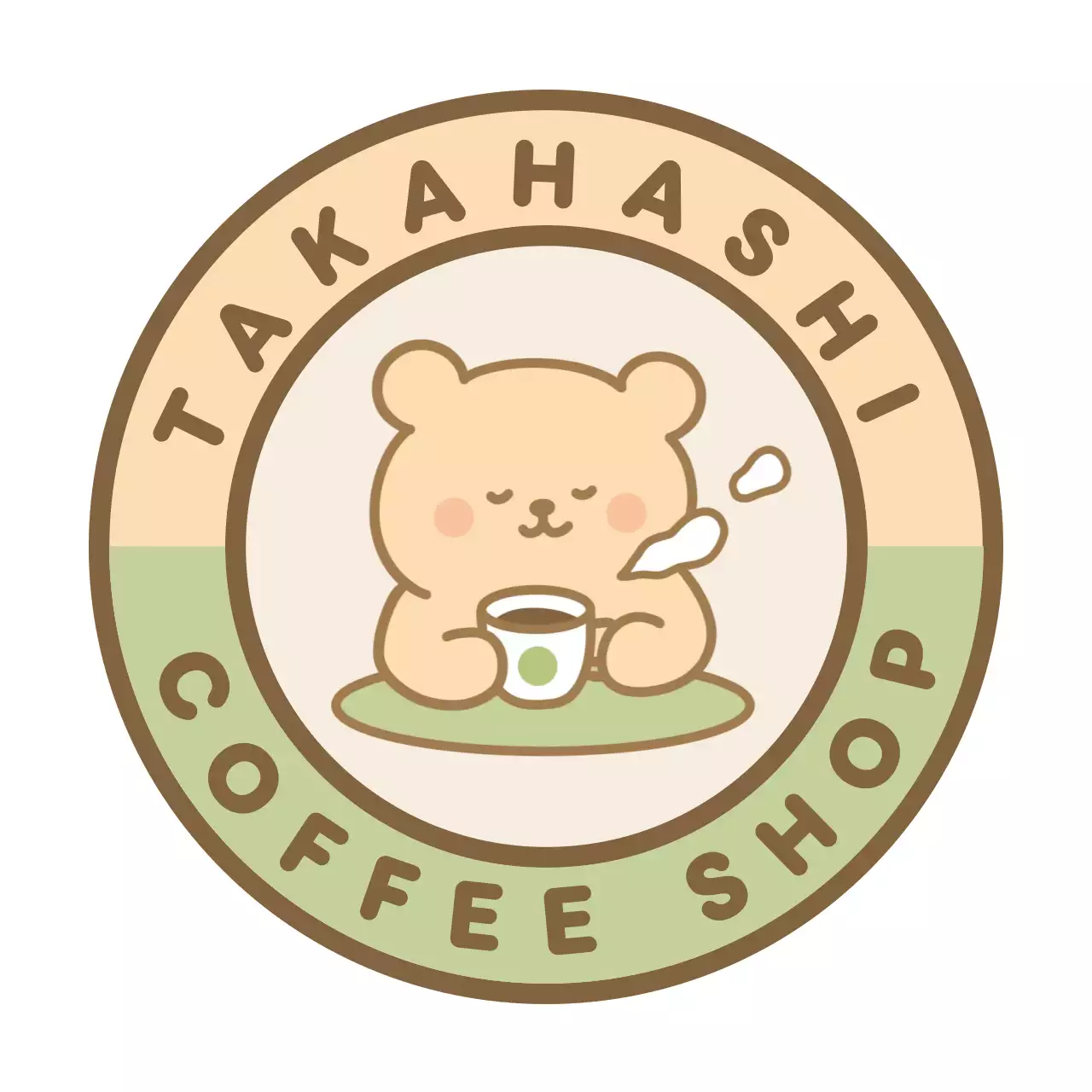 ベージュ かわいい カフェ ロゴ キャラクター