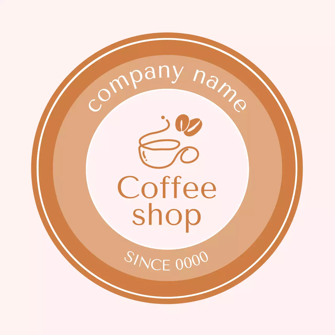 ベージュ シンプル カフェ ロゴ テキスト