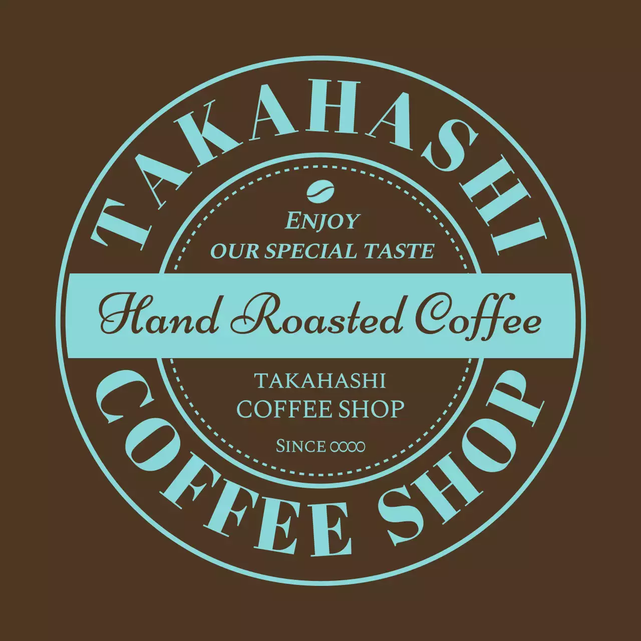 茶色 クラシック コーヒー ロゴ テキスト