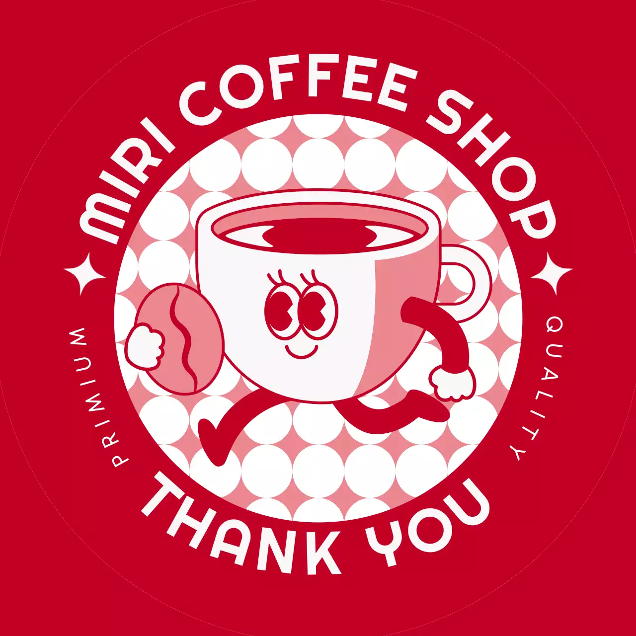 赤 かわいい コーヒーショップ シール キャラクター