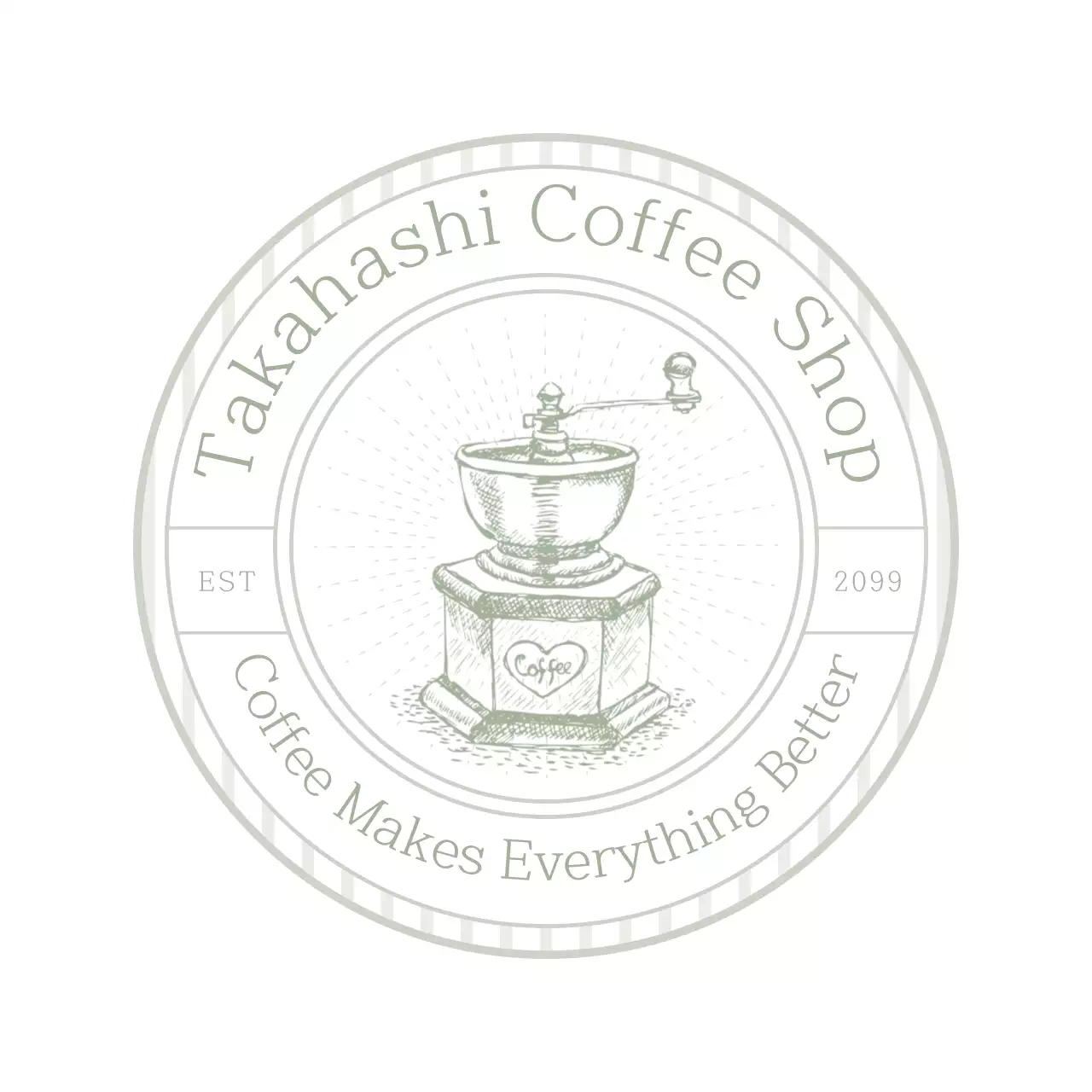 グレー クラシック カフェ ステッカー イラストテキスト