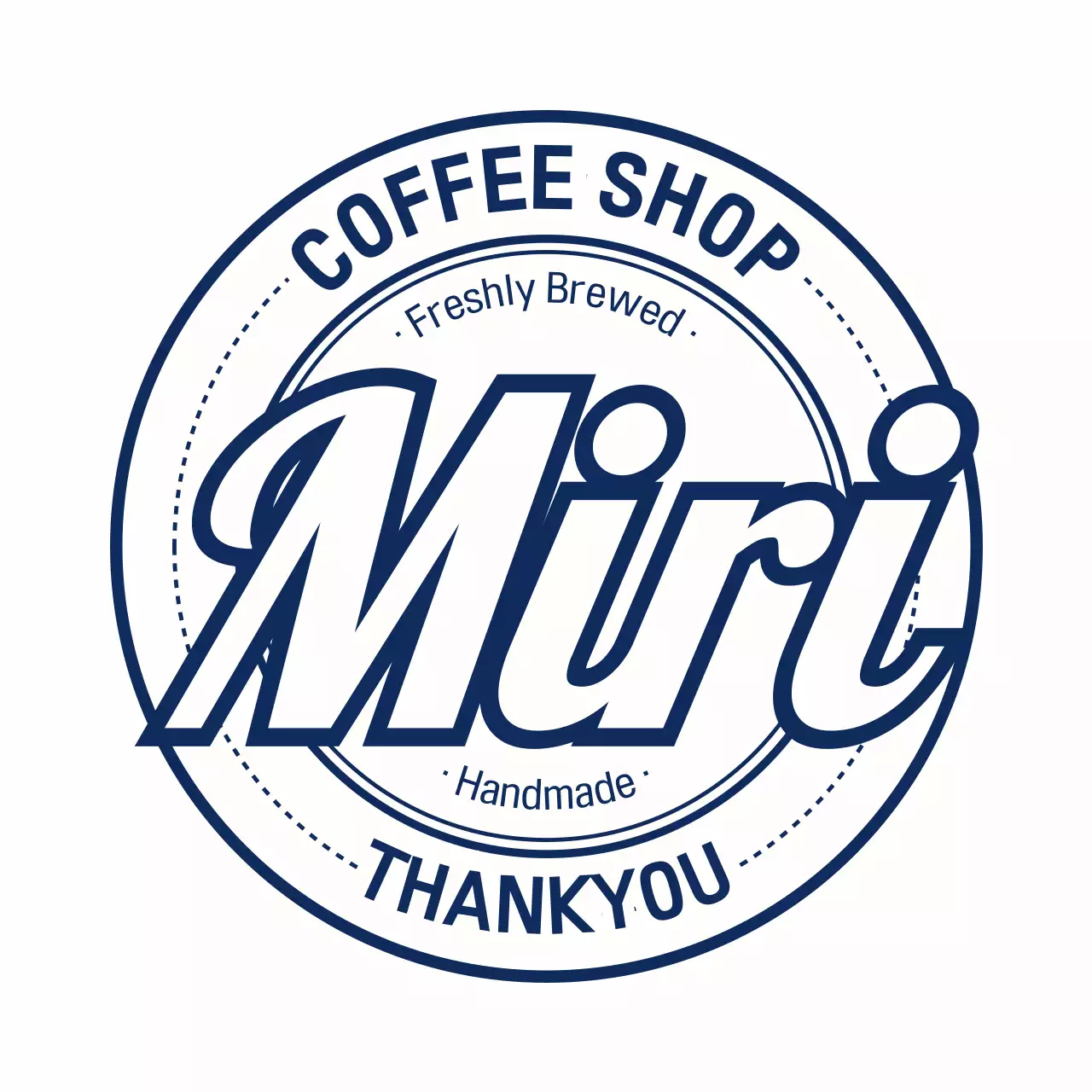 青 シンプル コーヒーショップ ステッカー テキスト