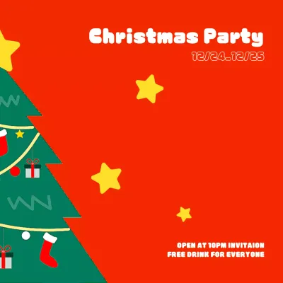 빨강 심플 크리스마스 초대장