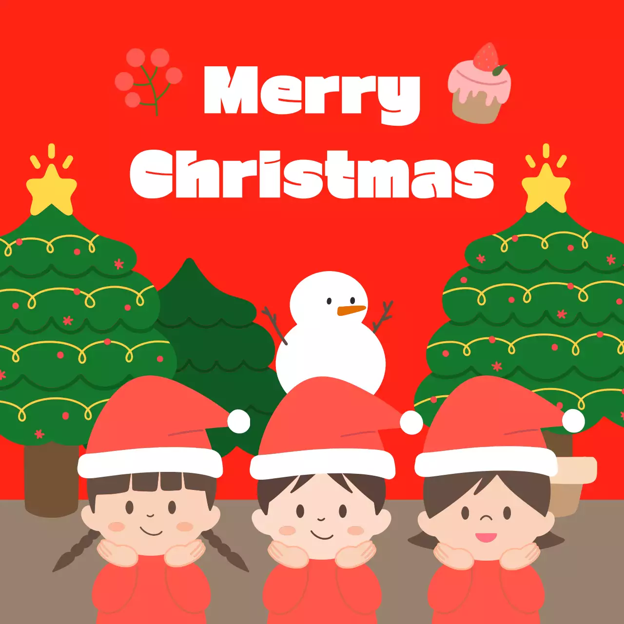 빨강 아기자기한 크리스마스 엽서