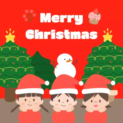 빨강 아기자기한 크리스마스 엽서