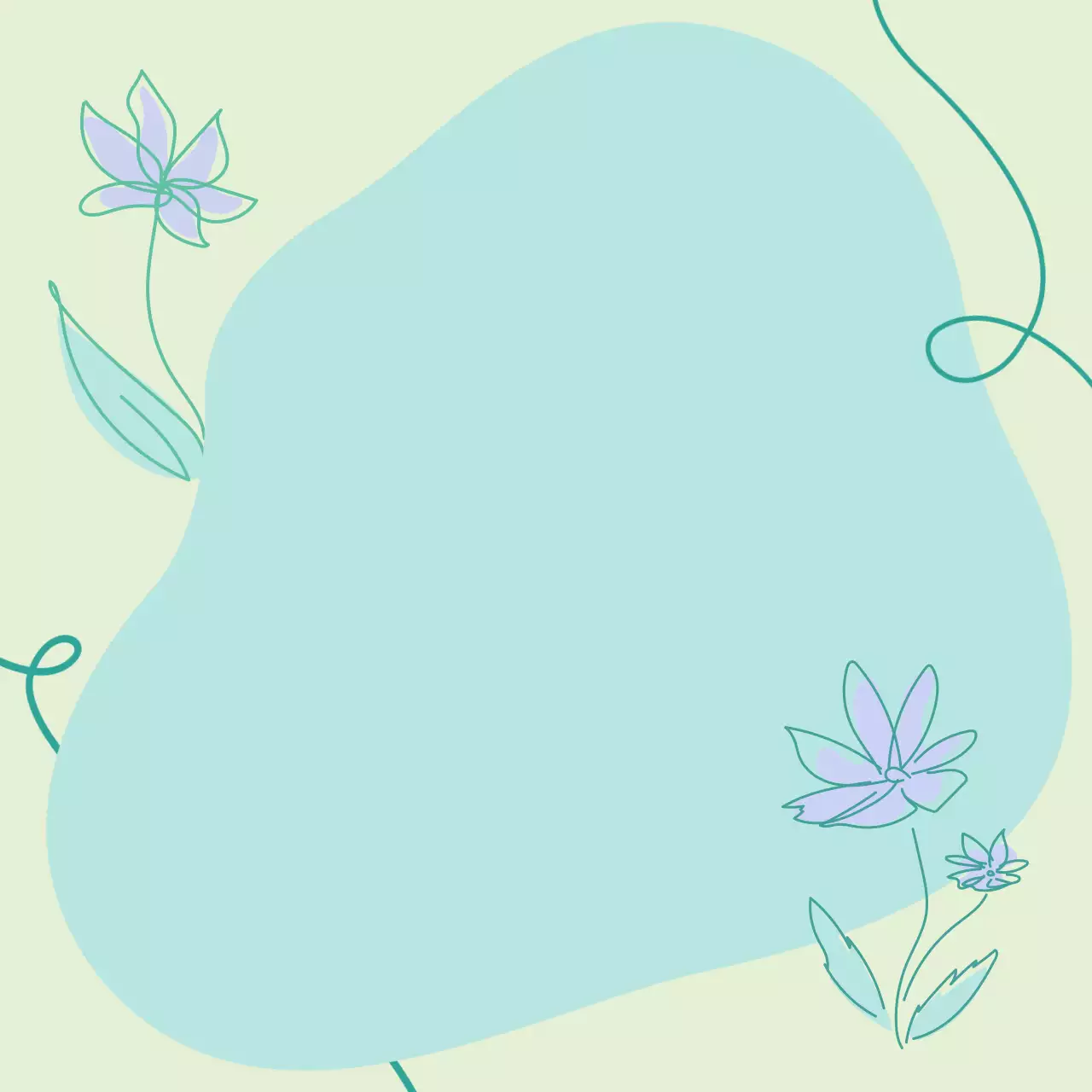 민트 심플 꽃 라인 드로잉 엽서