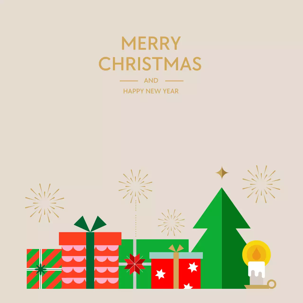 심플한 베이지 컬러의 크리스마스 새해 카드