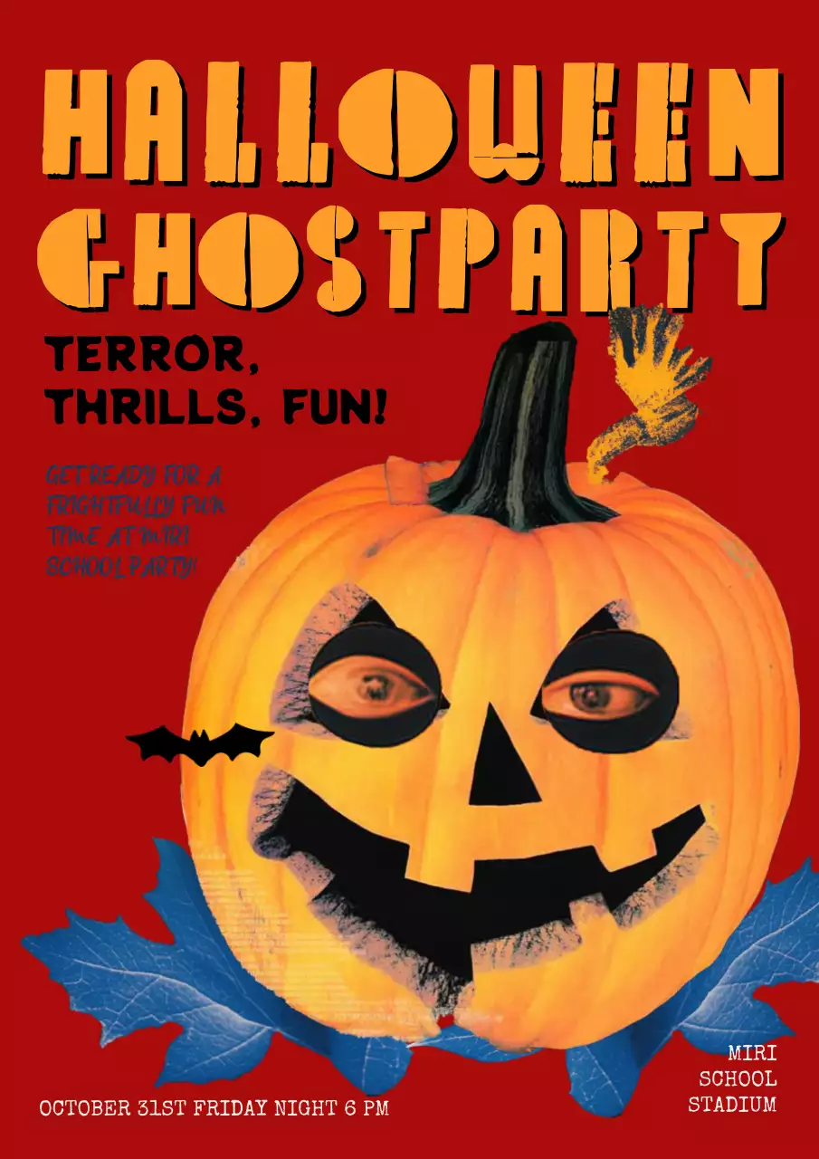 Red Retro Halloween Promotion Poster