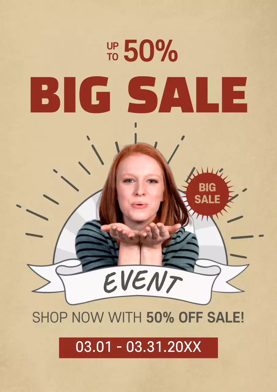 Beige Retro Sale Promotion Poster