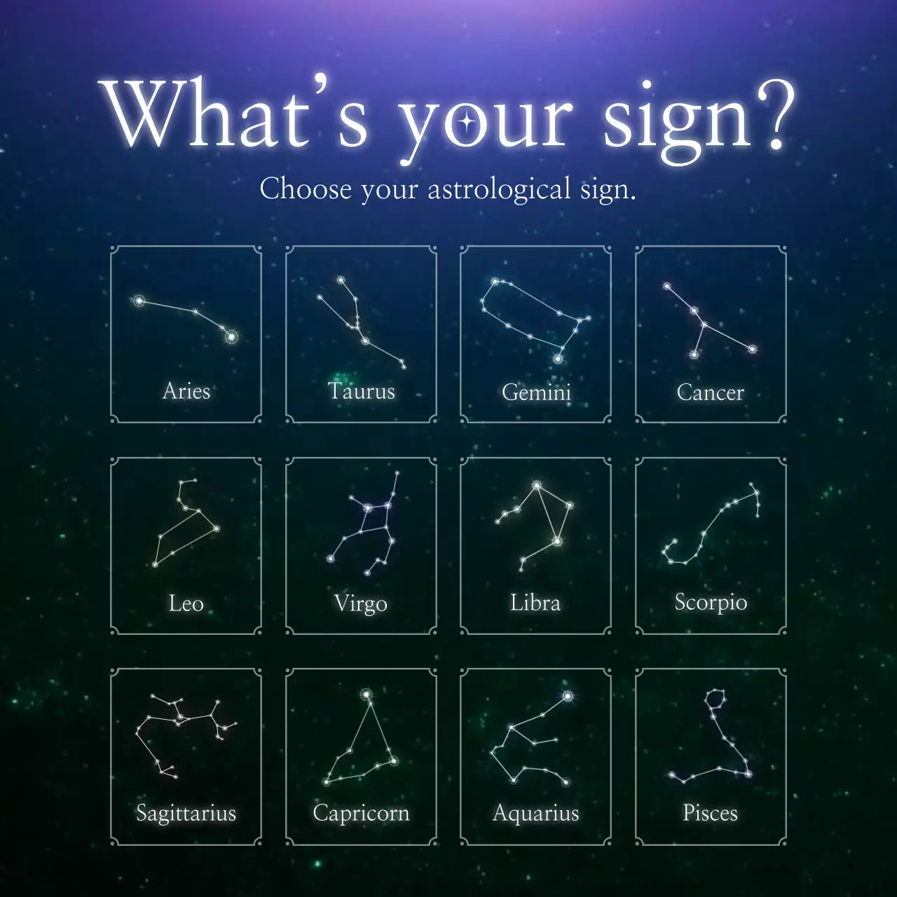 Black and blue night sky constellation horoscope concept