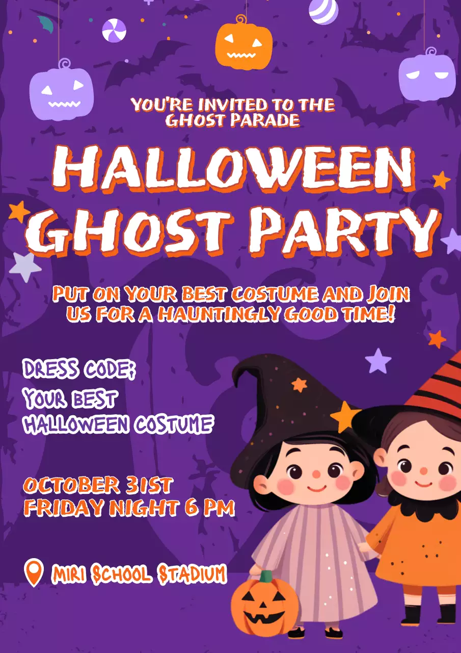 Purple Playful Halloween Event Invitation Poster