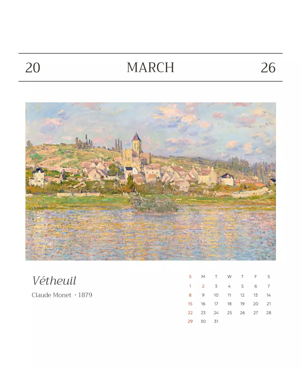 하늘색 명화 캘린더 달력