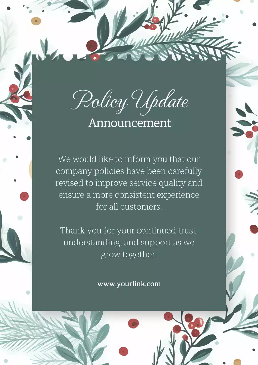 Green Elegant Policy Announcement Poster