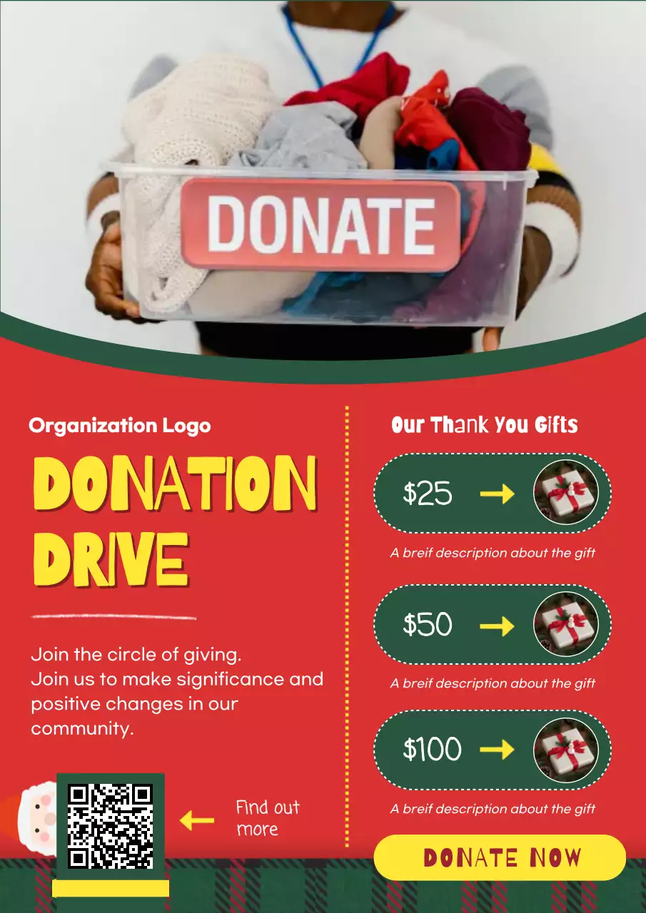 Red Green Modern Donation Promotion