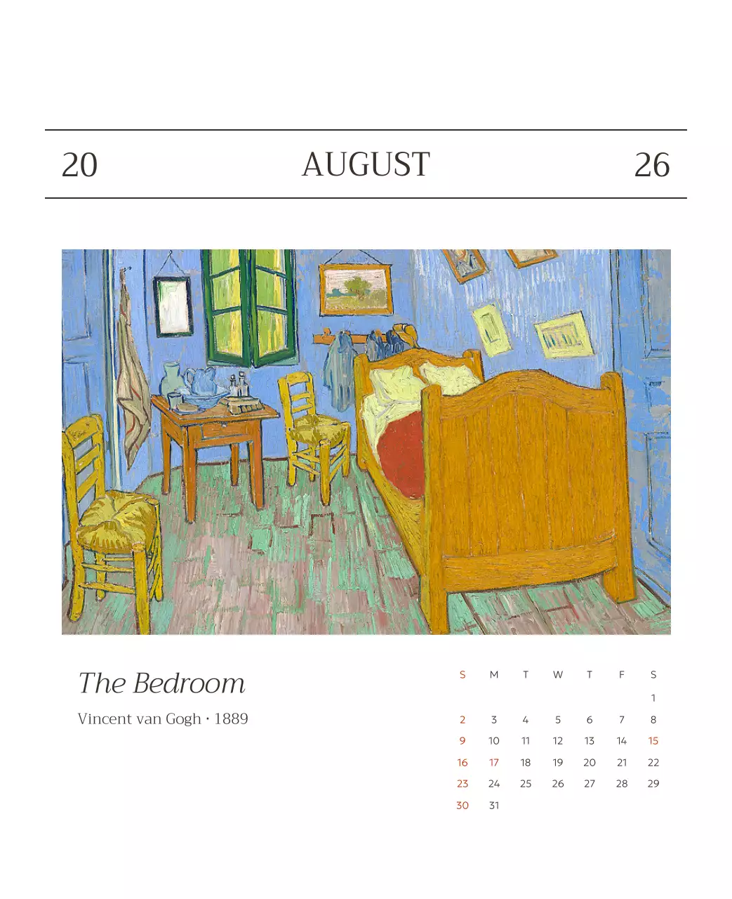 하늘색 명화 캘린더 달력