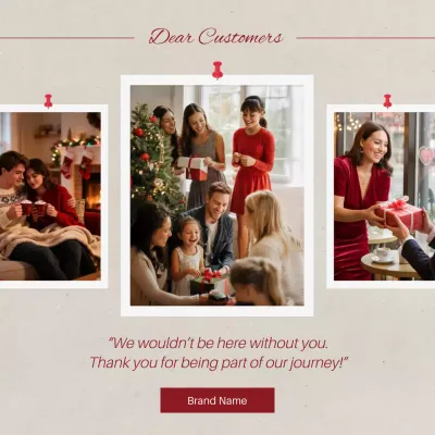 Beige and Red Classic Collage Christmas Greeting Social Media Square