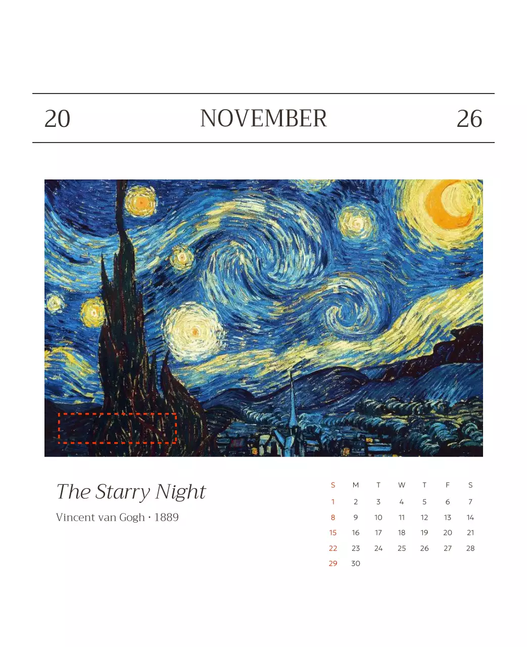 하늘색 명화 캘린더 달력