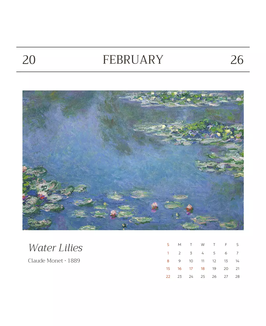 하늘색 명화 캘린더 달력