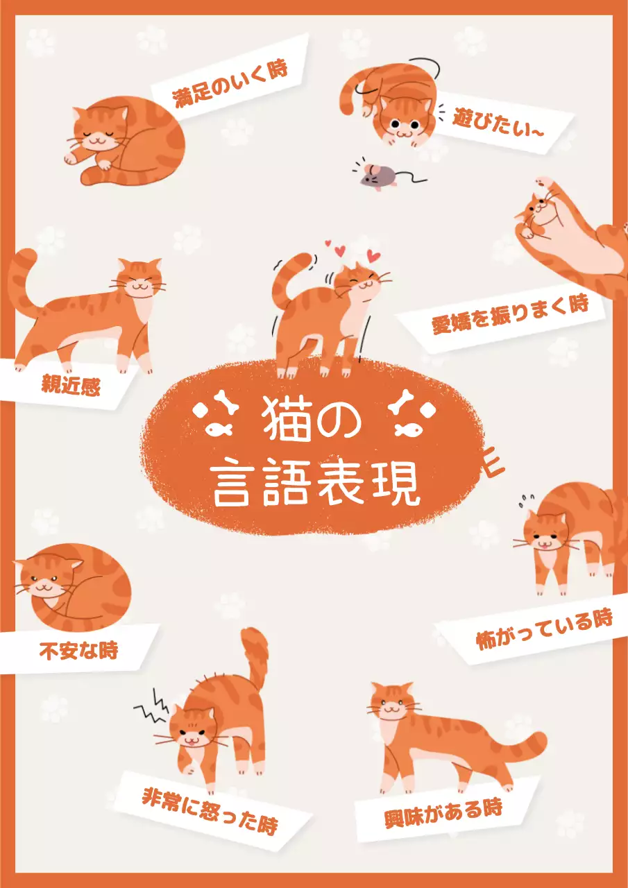 オレンジ かわいい 猫 ポスター