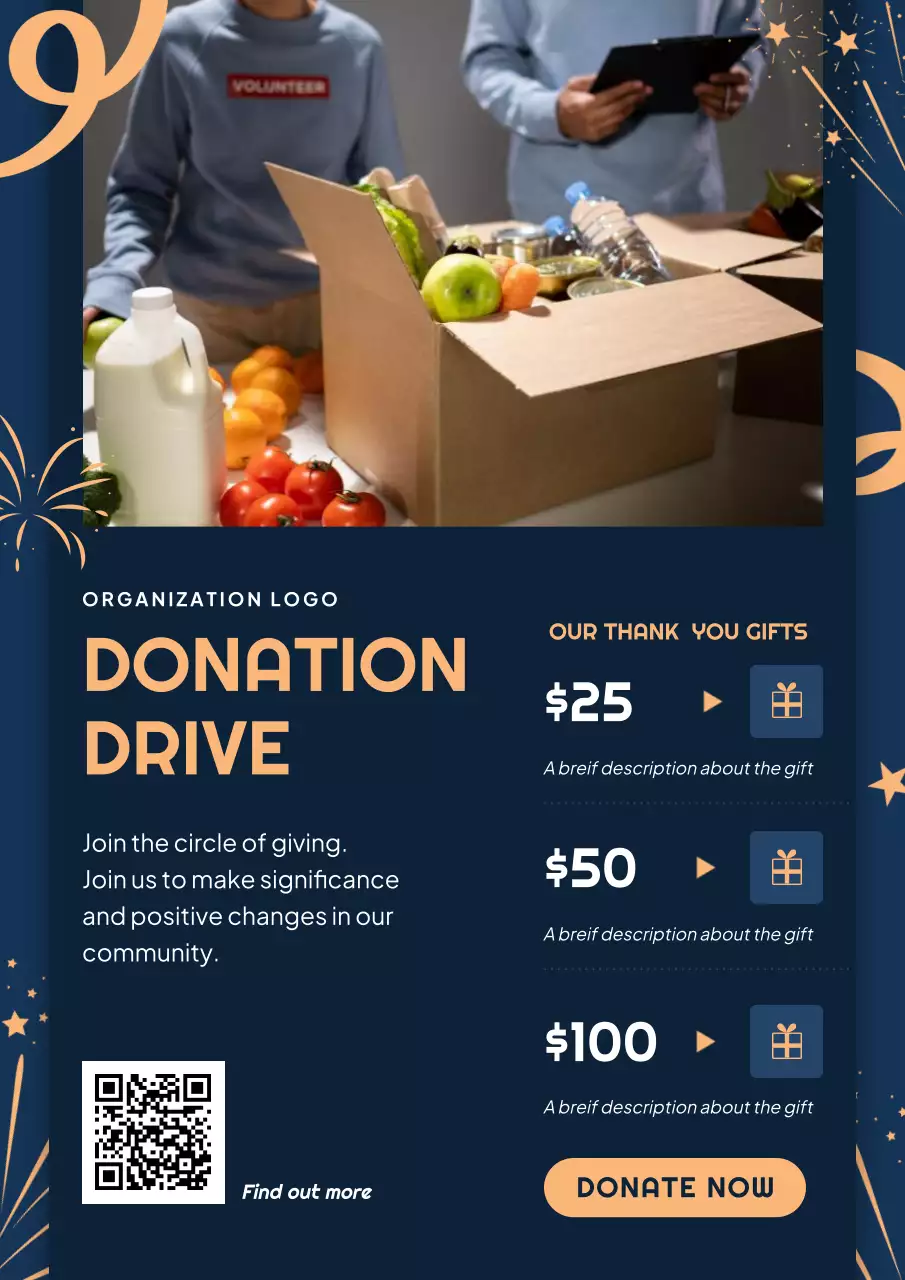 Navy Modern Donation Promotion Poster