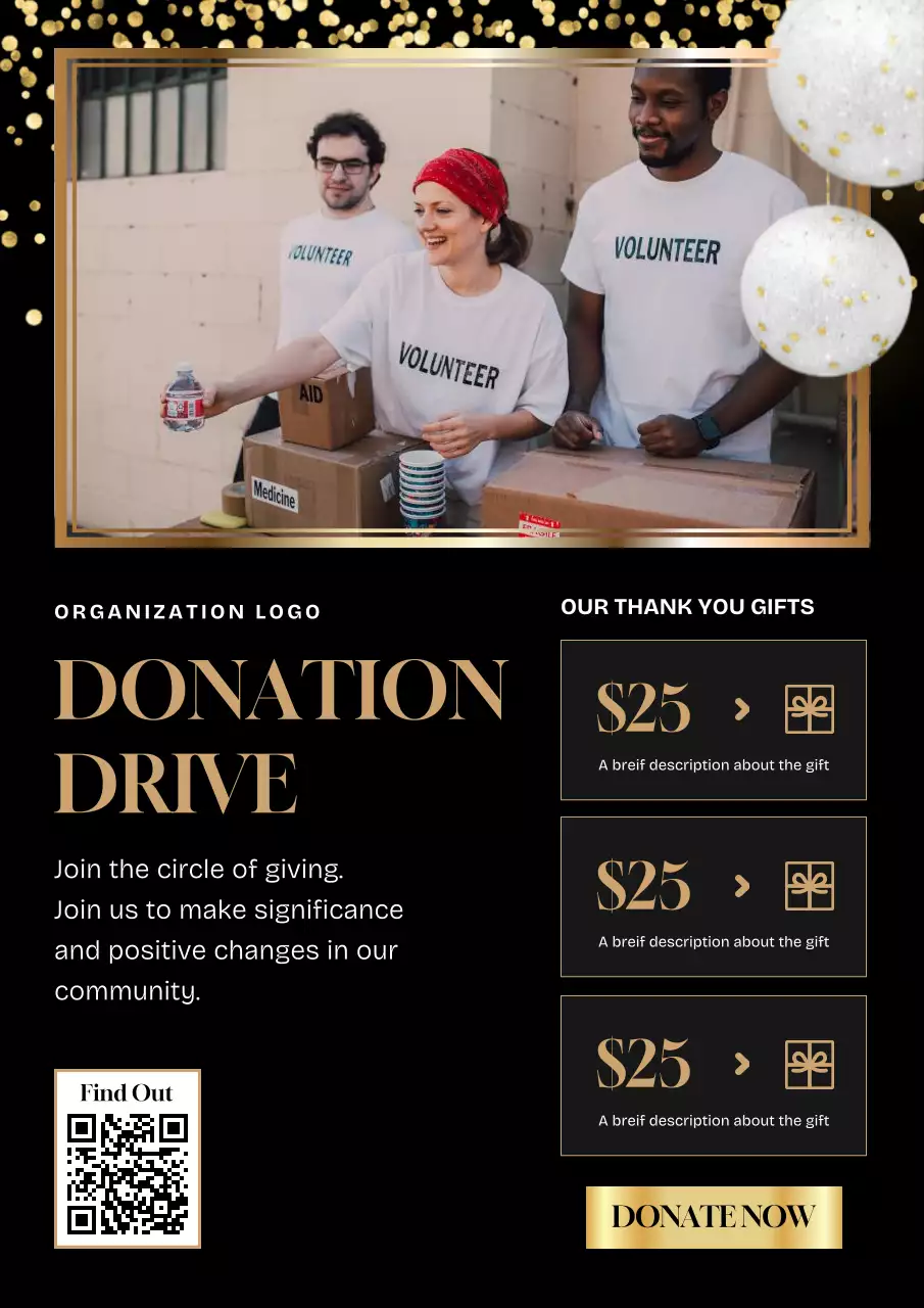 Black Modern Charity Promotion Poster