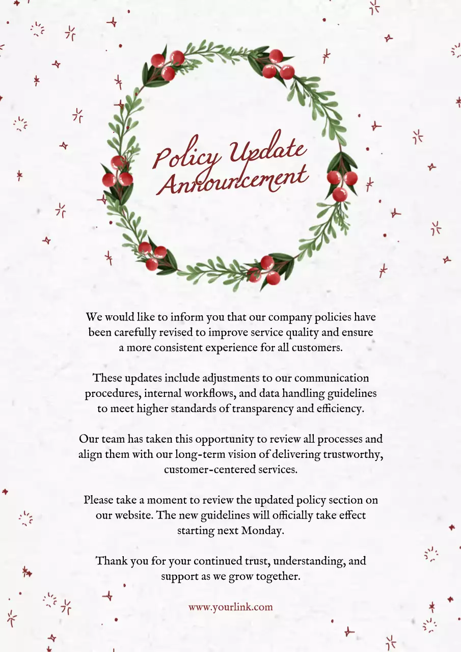 Red Elegant Policy Announcement Poster