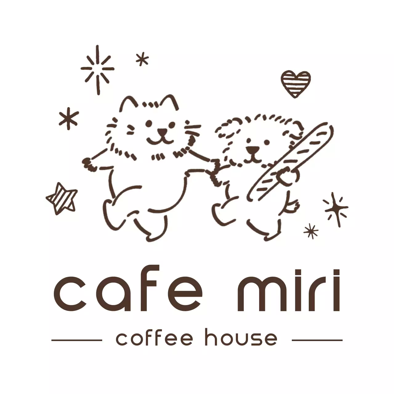 茶色 かわいい カフェ イラストロゴ