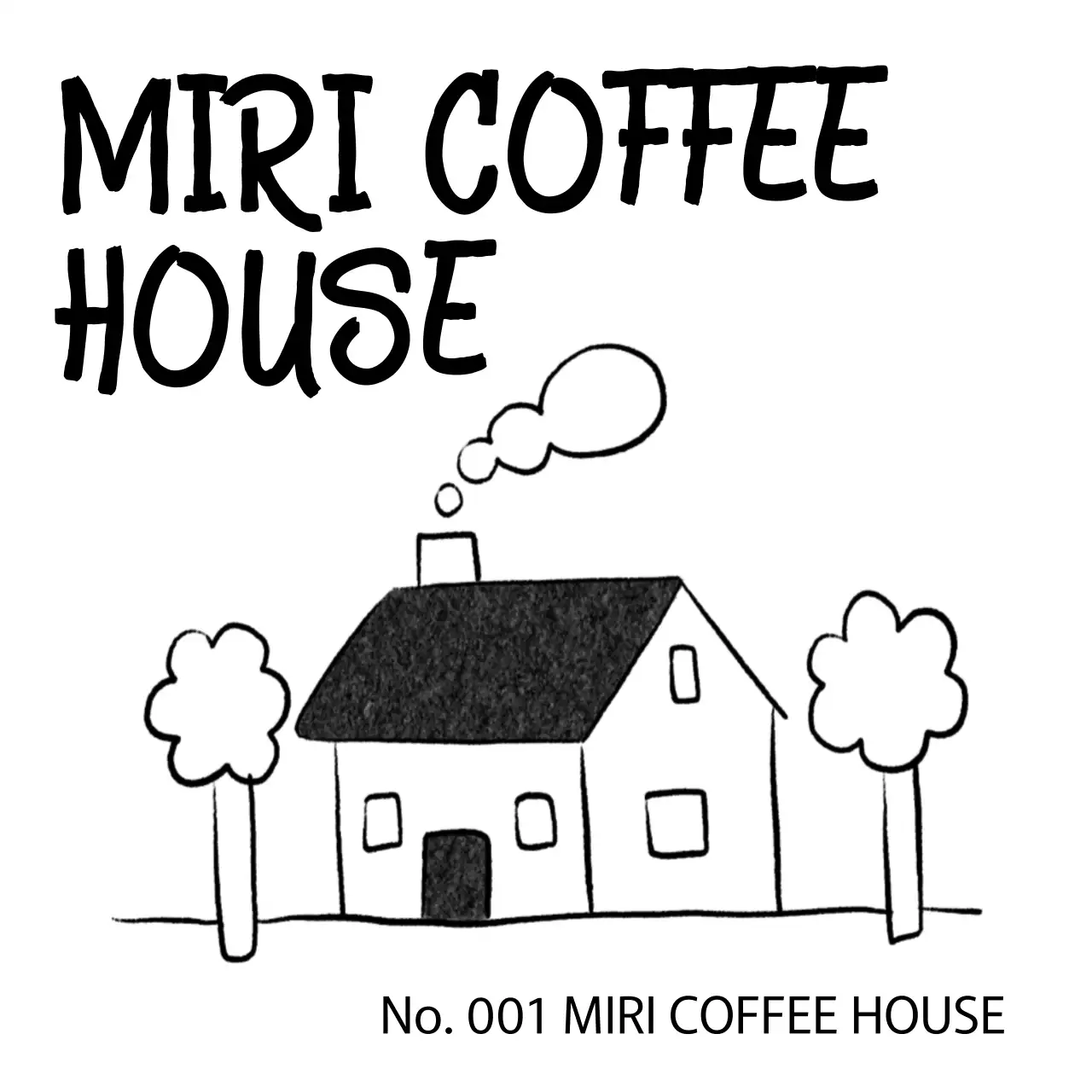 白黒 手書き カフェ ロゴ イラストロゴ