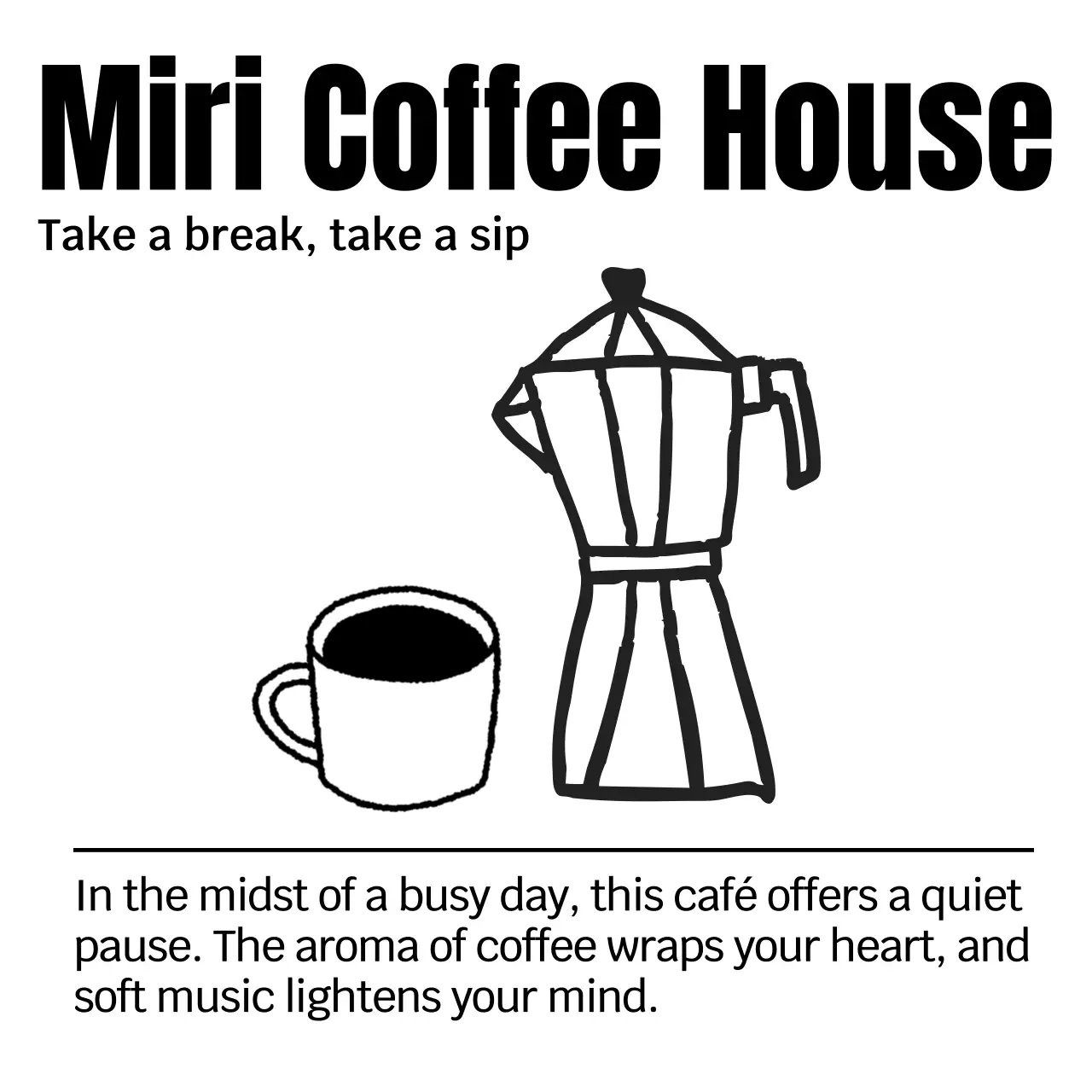 白黒 シンプル カフェ メニュー イラストロゴ