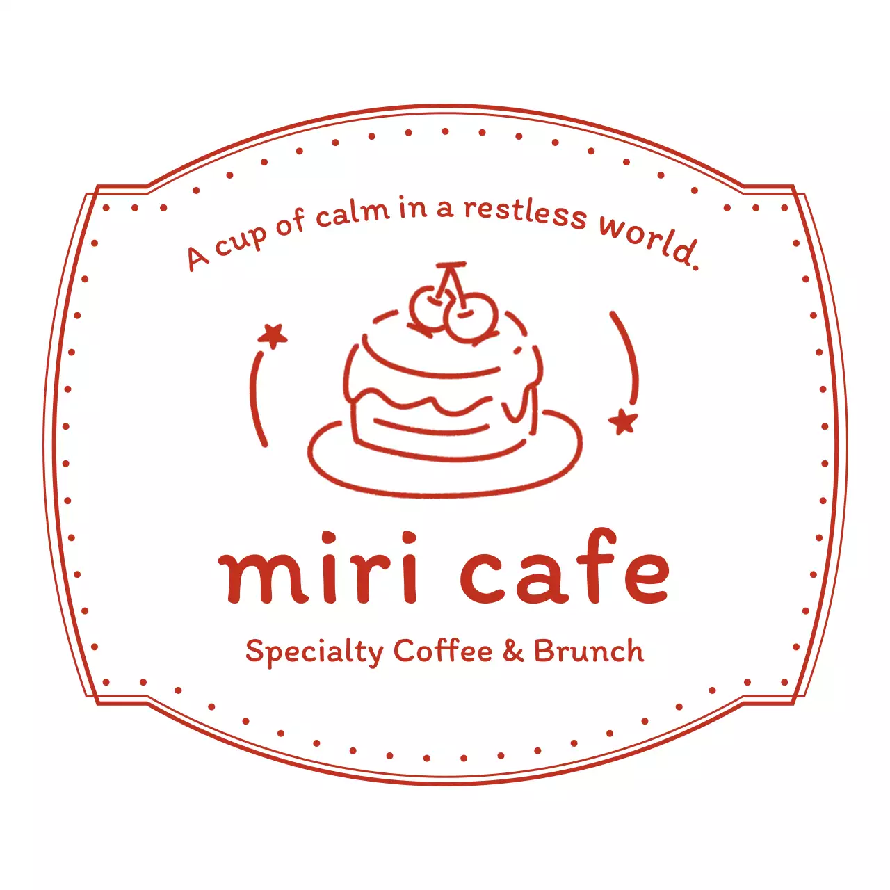 赤 シンプル カフェ シンボルロゴ