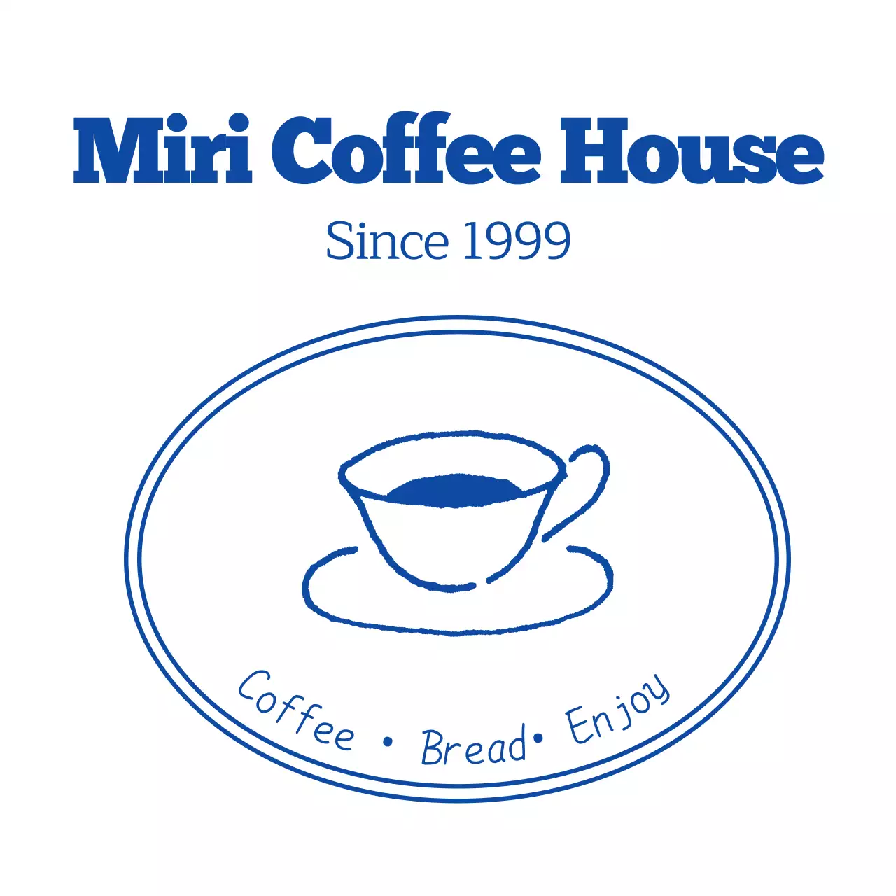 青 シンプル カフェ ロゴ シンボルロゴ