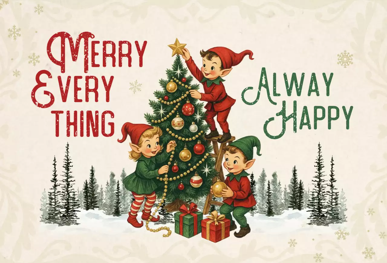 연두 빈티지 크리스마스 엽서