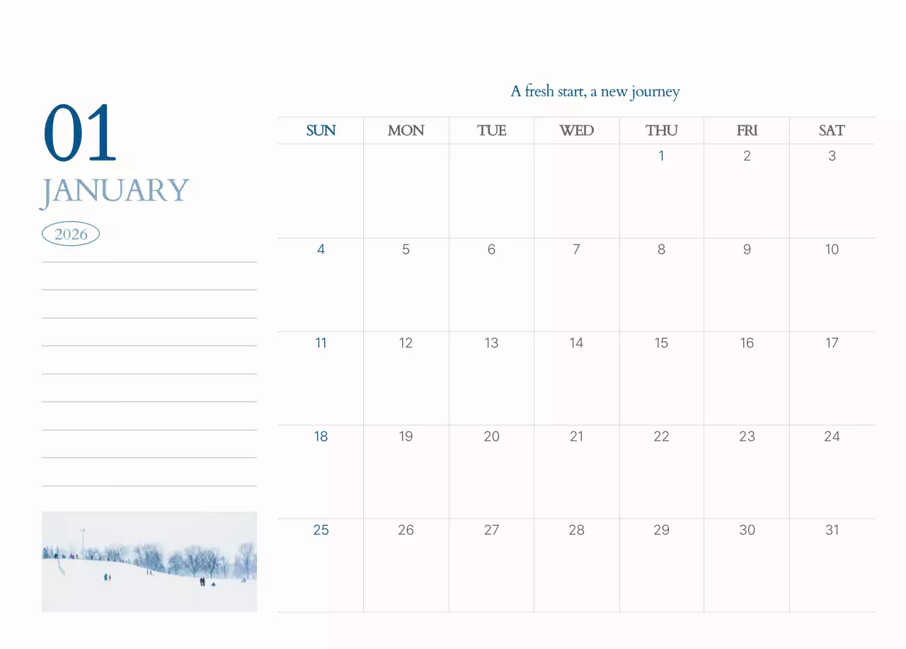 흰색 심플 캘린더 달력