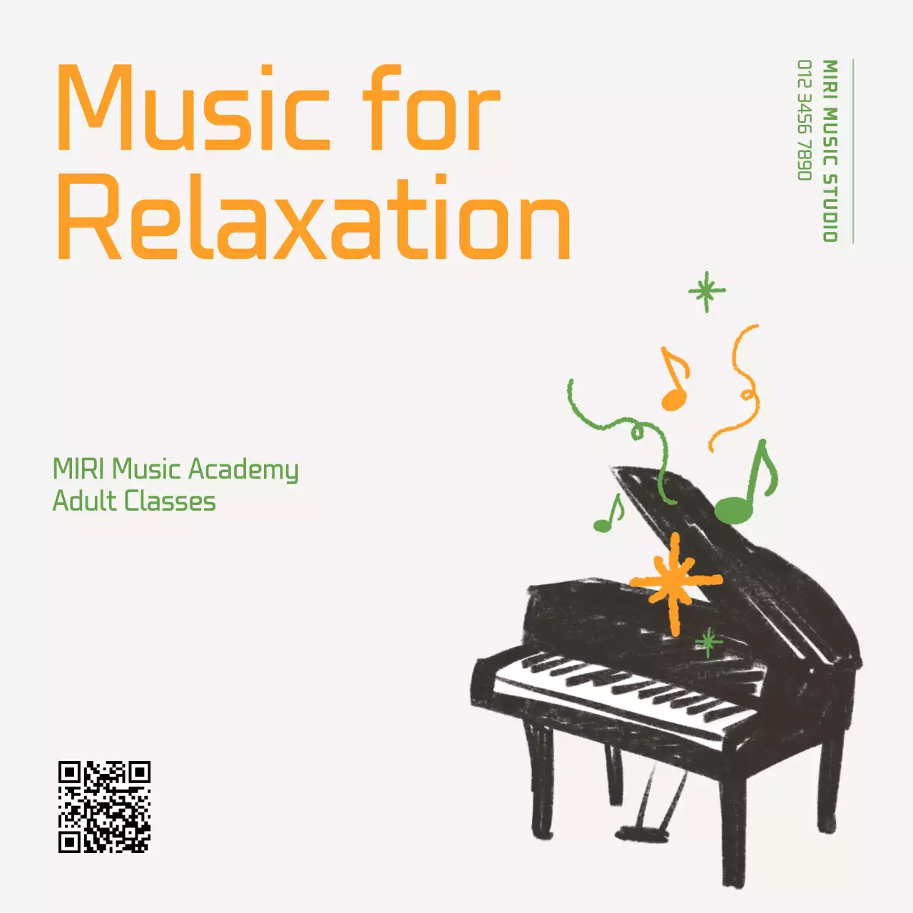 Anúncio do programa de educação musical para piano Orange Simple Music
