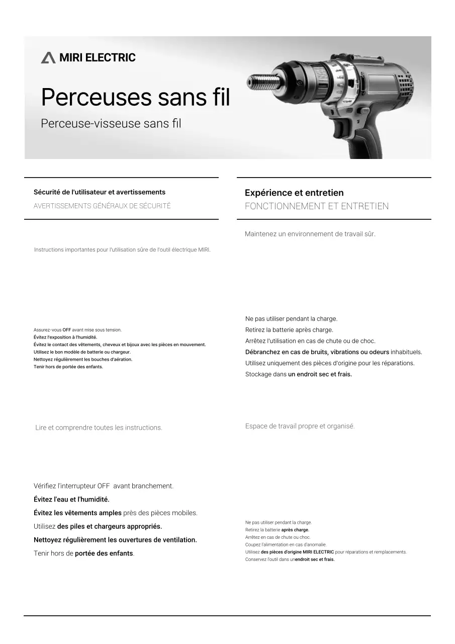 Manuel d'utilisation de l'outil électrique Black Basic