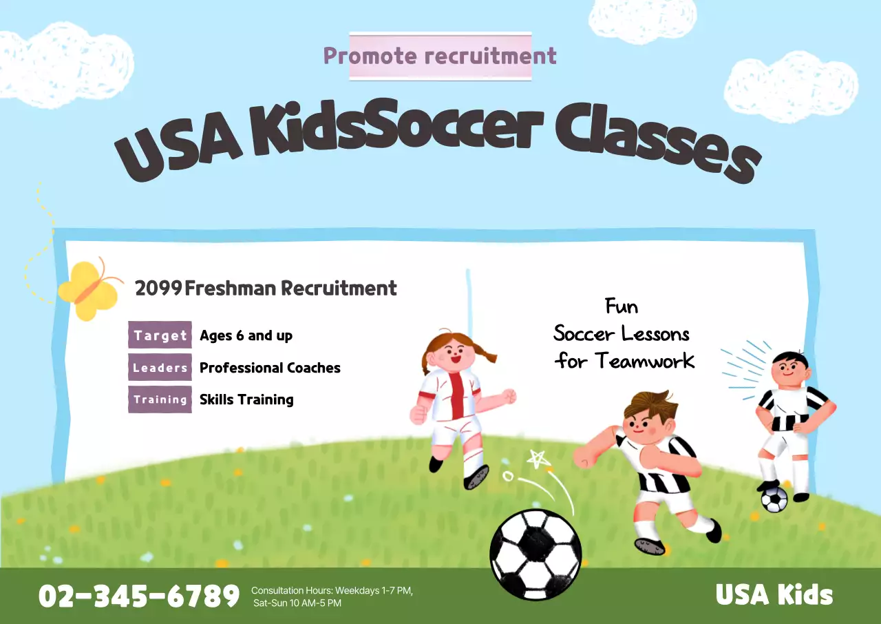 Sky Blue Cute Soccer Recruitment