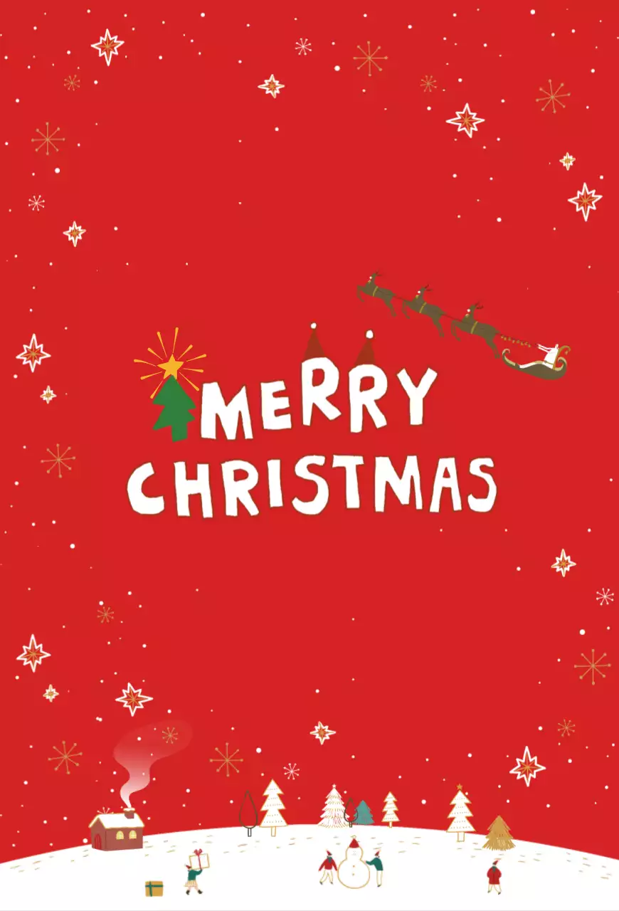 Kartu Pos Natal Merah Lucu