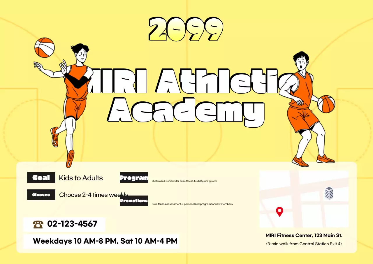 Quảng cáo Học viện thể thao Retro màu vàng